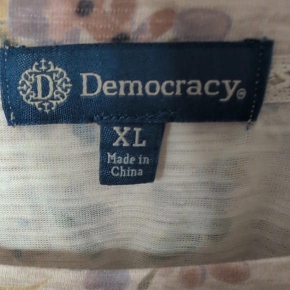 Democracy Floral Long Sleeve Tee - Cream and Purple - Picture 2 of 5